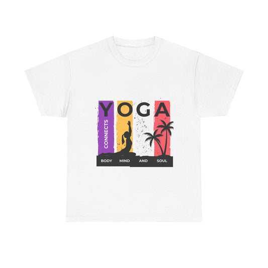 Yoga Connects Unisex Heavy Cotton Tee - Mind, Body, Soul T-Shirt