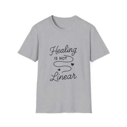 Healing Is Not Linear mental health t-shirt by Positivity Prints