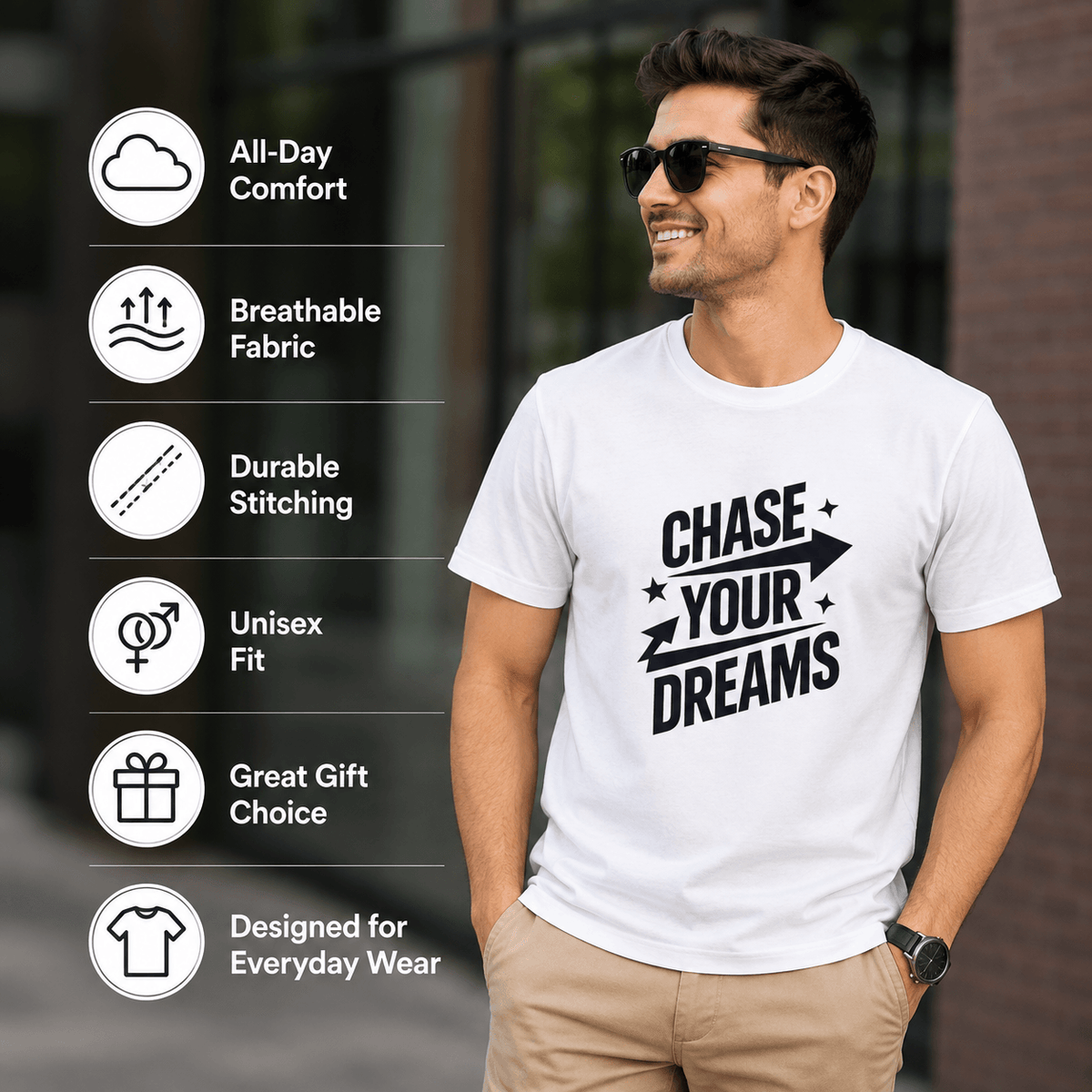 Chase Your Dreams Motivational Graphic T-Shirt
