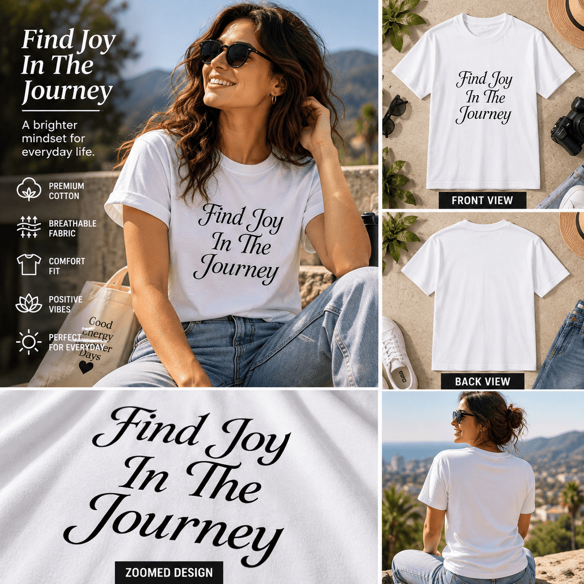 Find Joy In The Journey Motivational Graphic T-Shirt