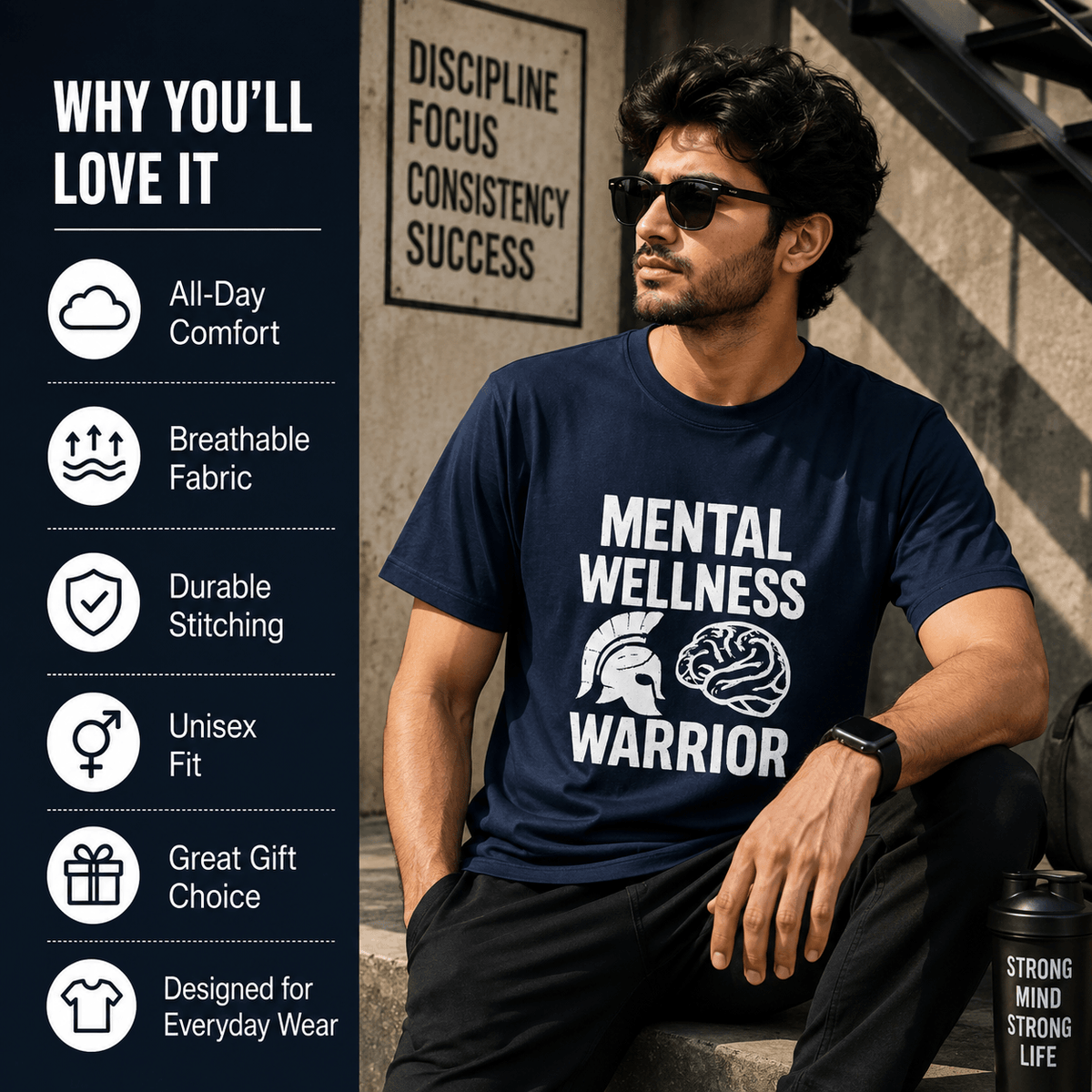 Mental Wellness Warrior | Mental Health Tee | Inspirational Graphic T-Shirt